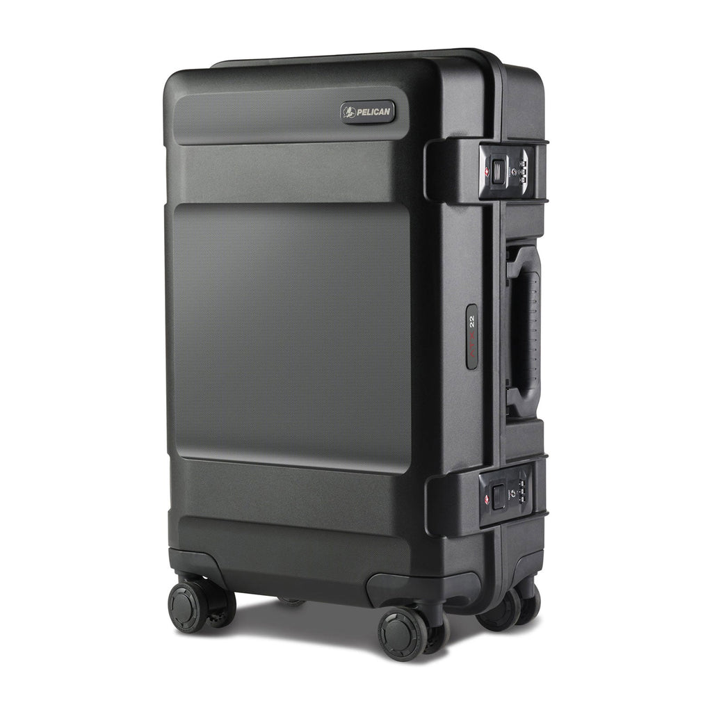 closer up of pelican luggage from 3/4 angle